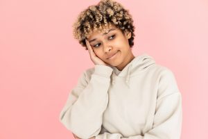 Woman looking uninterested