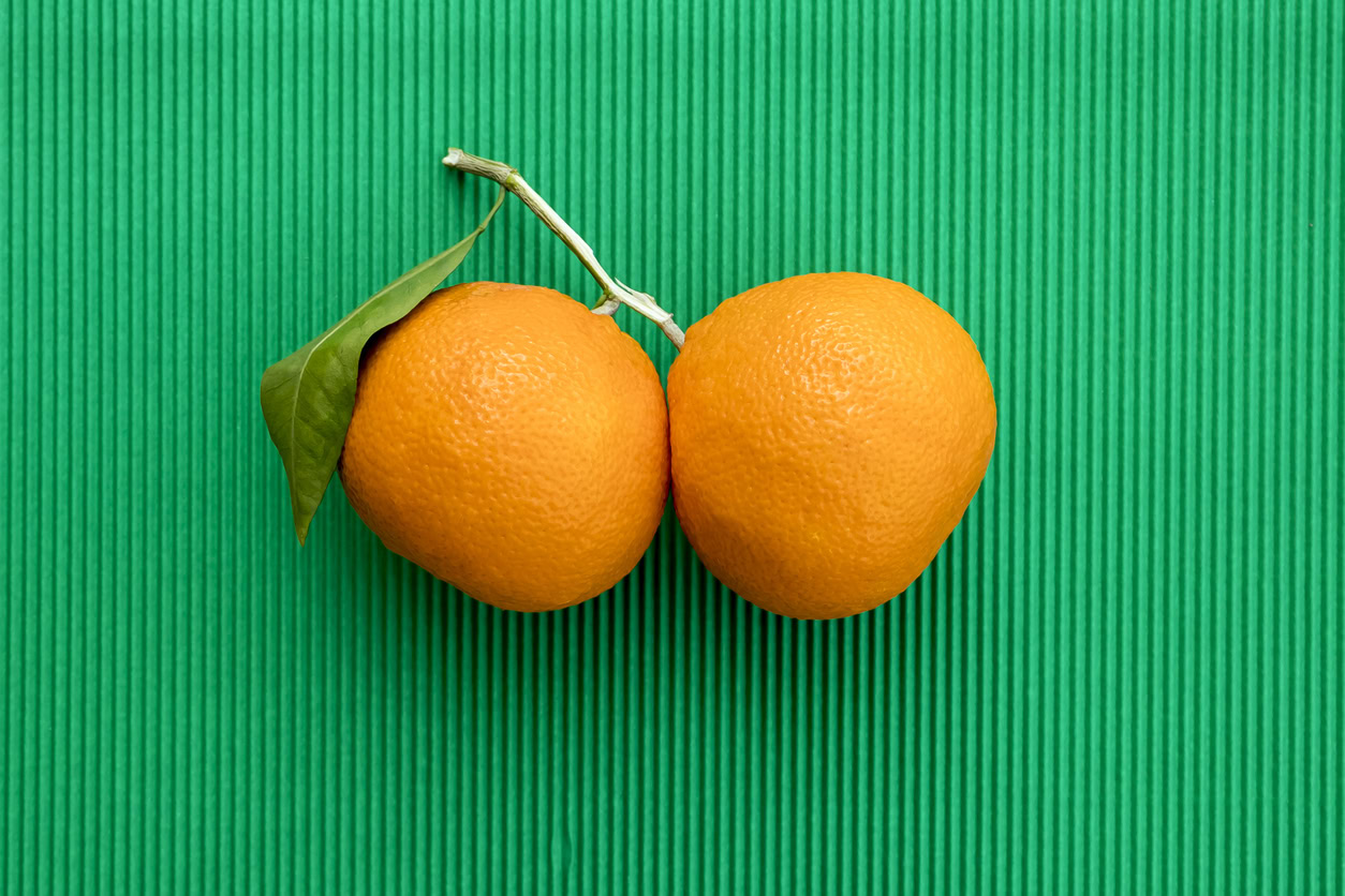 Oranges highlighting the testicles