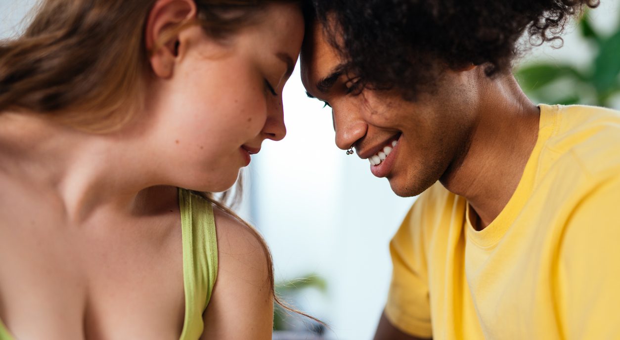 modern multiethnic unstereotyped couple lifestyle moments at home.